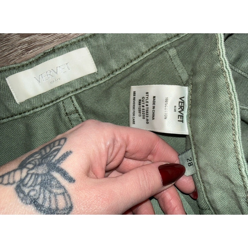 Vervet Olive Green High Rise Cargo Wide Leg Utility Pocket Pant Womens Sz 28 - Picture 5 of 6